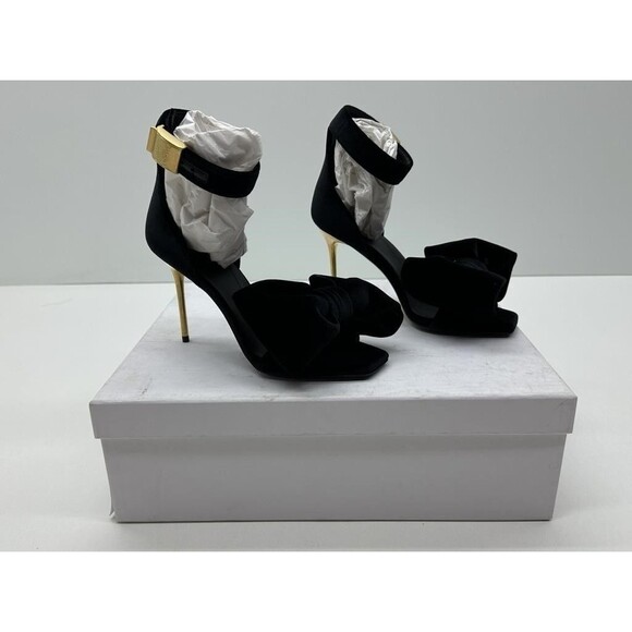 BALMAIN PARIS SANDALS WOMENS SIZE 36 Black/Gold New - Picture 1 of 16
